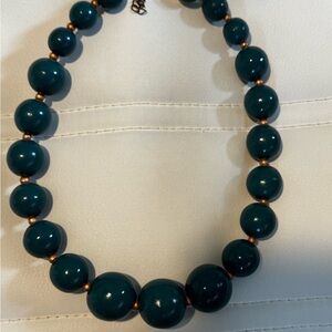 Vintage Y2K Express Teal and Copper Beaded Necklace